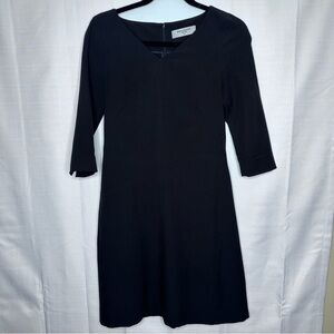 M.M. Lafleur The Alexandra Dress black v neck neutral minimalist office career